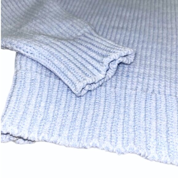 White + Warren Cotton Rope Knit Crewneck Sweater Sky Blue M - Picture 7 of 8